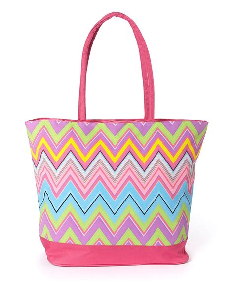 Grey & Pink Zig Zag Tote Bag 